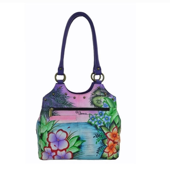 Anuschka Flamingo Triple Compartment Medium Satchel - Picture 5 of 13